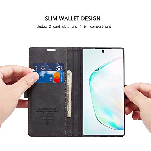Samsung Galaxy Note 10 Case,Galaxy Note 10 Wallet Case, Magnetic Stand Flip Protective Cover PU Leather Flip Cover with ID & Credit Card Slots Cash Pockets,Stand Holder for Samsung Note 10 (Black)