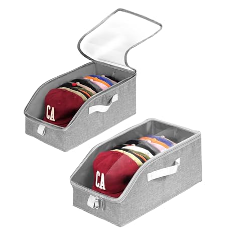 Reviews de Cajas y percheros para sombreros Top 5. 44 Vervex Paquete de 2 Organizador de Gorras para Béisbol, Contenedor para Guardar Sombreros en el Armario, con Capacidad para hasta 24 gorras y Ventana Transparente, Cajas para...