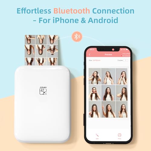 Hprt HPRT-MT53-WHITE Mini Photo Printer - Portable Wireless Bluetooth Sticker Printer thumb #1