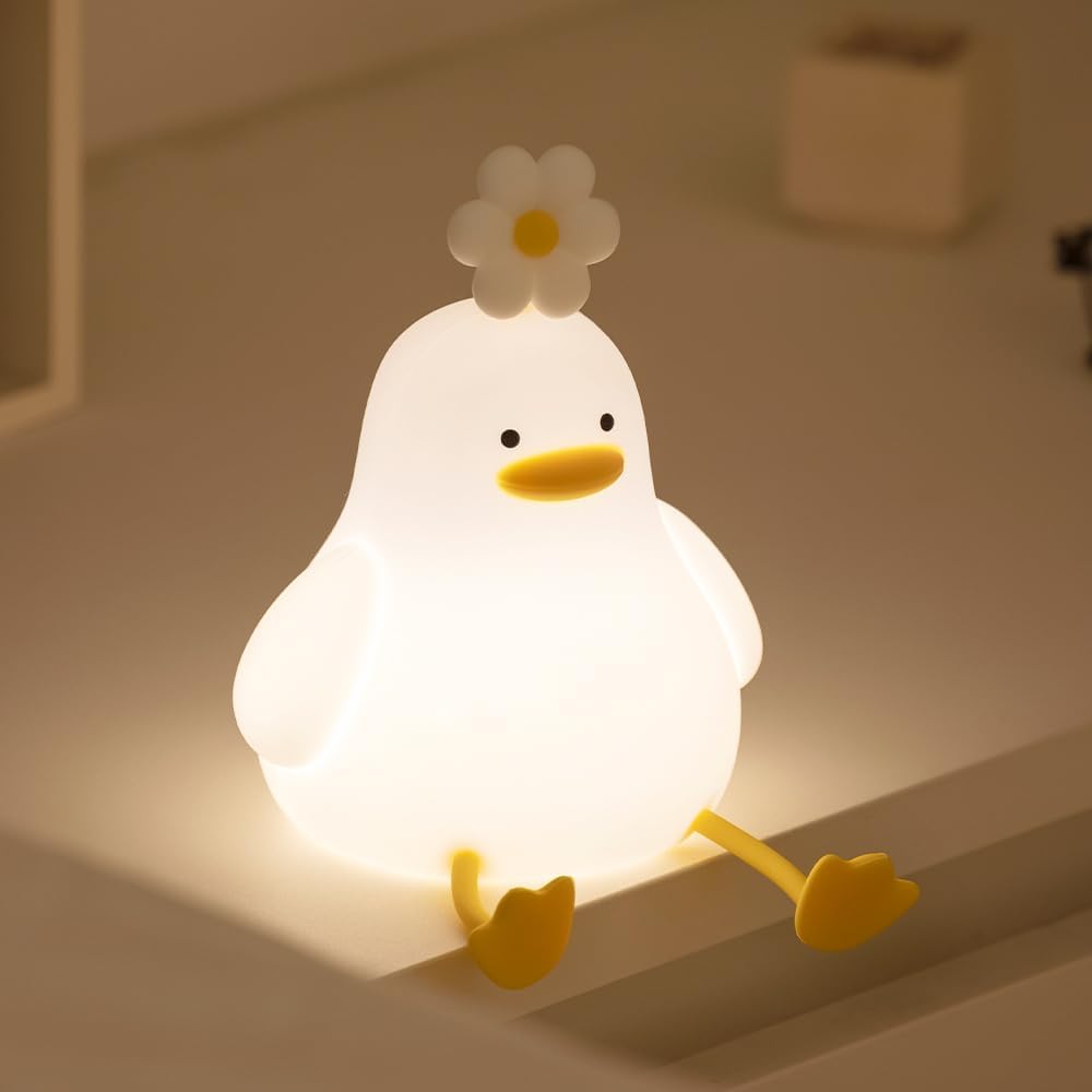 Cute Duck Night Light for Baby Kids Toddler, 3 Level Dimmable Squishy Duck Lamp, 30 Min Timer Off Nursery Bedside Nightlight, Rechargeable Touch Lamp for Bedrooms Living Room Decor Gift Ideas