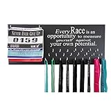 Race Bib and Medal Display Rack- Wall Mounted Sports Medal Holder and Hanger for 5K, 10K and...