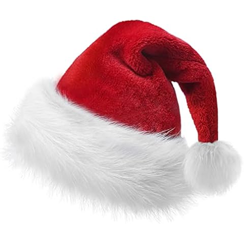OGAJO Christmas Hat,Santa Hat,Xmas Holiday Hat for Unisex Adults,Extra Thicken Classic Fur for New Year Festival Party Supplies (Red-1) Cover