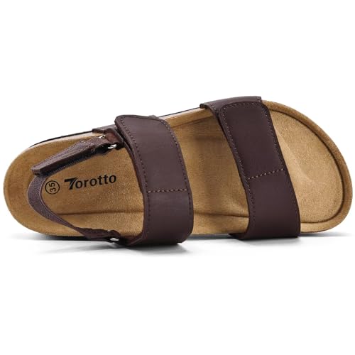 Image of Torotto Girls Boys Sandals with Cork Footbed Adjustable Straps Summer Glitter Slides Sandals Open Toes Flat for Kids Toddler