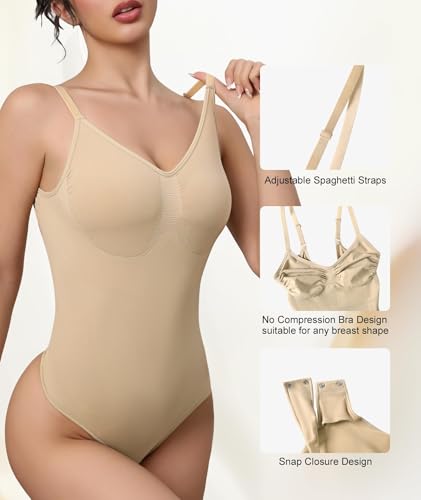 Backless Shapewear for Women, Slimming Thong Bodysuit, Seamless Low Back Waist Shaper2