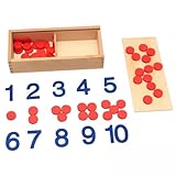 LLTCMYGS Montessori Holz-Zahlen- und Chips-Spielzeug, Zahlen- und Mathematiklernspielzeug für Kinder