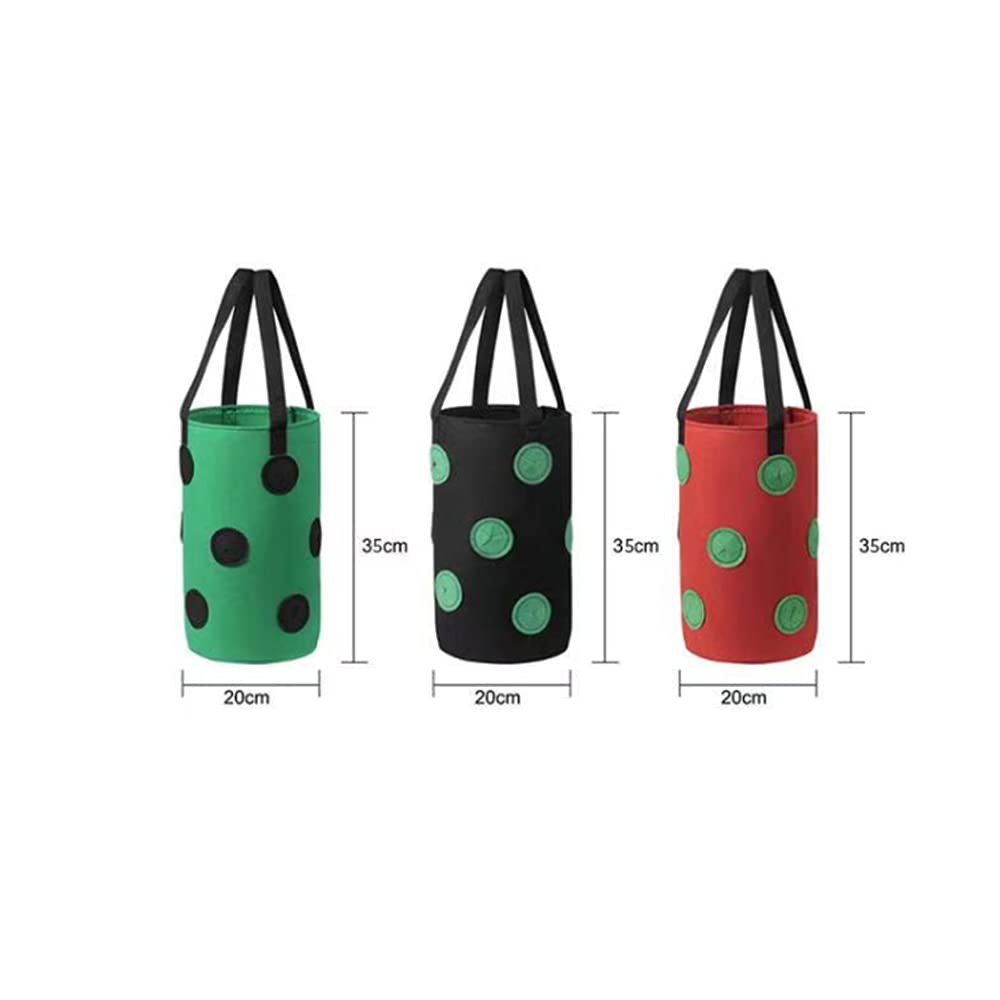 Namvo Lot de 2 sacs de culture de fraises de 10 litres, panier de fleurs à suspendre, sacs de culture multifonctions pour fraises, herbes, fleurs de jardin, noir