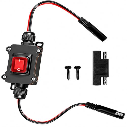 DC 12V Inline Power Switch, IP67 Waterproof 12AWG Heavy-duty SAE to SAE Cable Switch, Quick Connect/Disconnect Button, Used for Connecting Solar Panels, Camping Trailers, Motorcycles, Outdoor Lighting