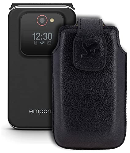 Coque Emporia Joy LTE étui cuir véritable noir Suncase protection téléphone
