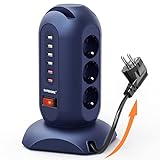[Interruptor independiente]: esta toma de corriente múltiple está equipada con un interruptor principal. Cuando el dispositivo eléctrico no esté en uso, desconecta este interruptor para apagar la corriente sin necesidad de enchufar o desconectar el enchufe.