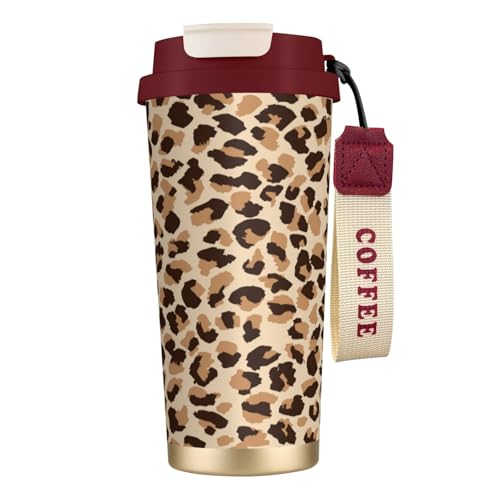 タンブラー 豹柄 ヒョウ柄 紋 マグボトル コーヒーカップ 水筒 保温 保冷 ウォーターボトル 蓋付き ストロー付き 直飲み おしゃれ プレゼント