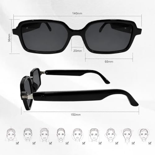 Image of GenXenon Black Square Modern Smart Translation Polarized Sunglasses Men Women