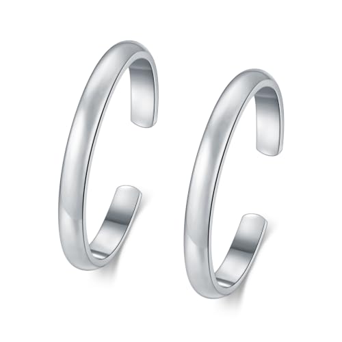 Image of BORUO Toe Rings, 925 Sterling Silver or Waterproof Gold Plated, 2-4mm | 925 Sterling Silver or Waterproof 14K Gold-Plated Stainless Steel Toe Rings in 2mm, 3mm, or 4mm Widths for Women.