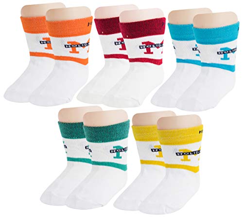 Image of Neska Moda Boys & Girls Pack of 5 Pairs Terry Cotton Ankle Socks (White,Blue,Red,Orange) -SK810