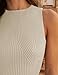 ZESICA Womens 2025 Ribbed Tank Tops Summer Sleeveless High Neck Casual Slim Fitted Basic Knit Shirts,Sand,Small