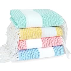 4 Pack Woven Aqua Yellow Orange Blue