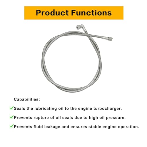 Image of SecosAutoparts 4AN turbo oil feed line adapter 60 inch Turbo Feed Line Length Stainless Steel Braided 4AN Pressure Stainless Remote Turbocharger Oil Drain Return Line AN4 90 Degree End Straight Hose