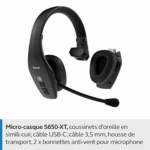 Jabra BlueParrott S650-XT Casque Sans Fil 2 en 1 Convertible Stéréo-Mono pour des Appels Clairs - Avec 4 Microphones pour Annuler 96 % du Bruit de Fond - Contrôle Vocal et Suppression Active du Bruit