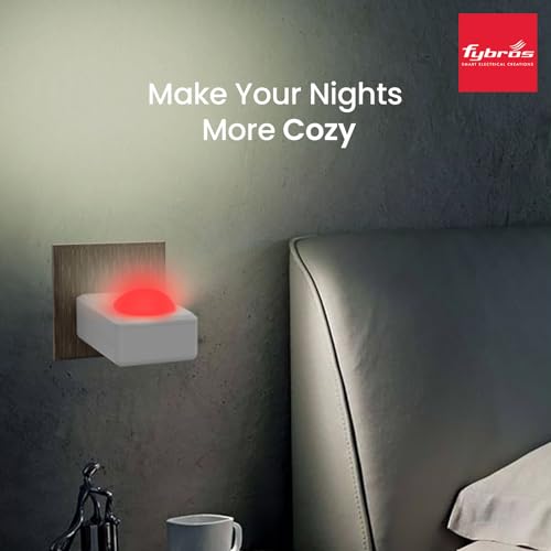 Image of FYBROS Bloom Pro LED Night Lamp | 0.5W | Red Light | Indirect Lighting | 2-Pin Plug | Energy Efficient | Low Power Consumption | Ideal for Bedroom, Kids Room, Hallway | Pack of 1