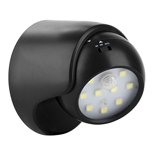 ProxinovaTM Luz LED para Porche con Sensor de Movimiento Completo inalámbrico Brillante para Interior/Exterior, Encendido/Apagado automático, Funciona con Pilas, Color Negro