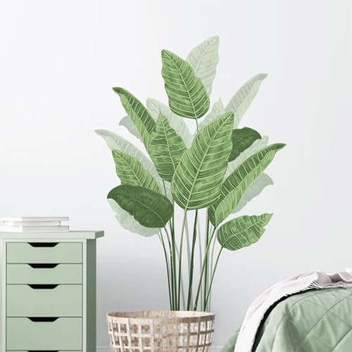 Miniatura 3 de Tanlaby Pegatinas De Pared Planta Tropical Pegatinas Pared Decorativas Verde Hoja Vinilo Adhesivo Pared Reutilizables Para Sala De Estar Dormitorio Oficina Tv Sofá Baño Fondo