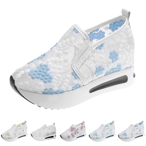 Cute Sneakers for Women Floral Embroidery Breathable Mesh Lace Sneakers Slip on Tennis Shoes Platform Wedge Shoes3
