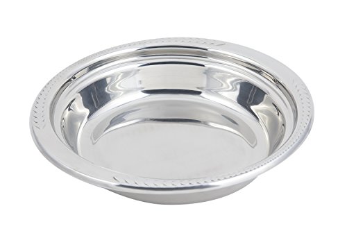 Bon Chef 5455 Heavy Gauge Hi Polished Stainless Steel Casserole, Laurel On The Rim, 2-1/2 Quart Capacity, 13" Length X 12-1/4" Width X 2-5/8" Height