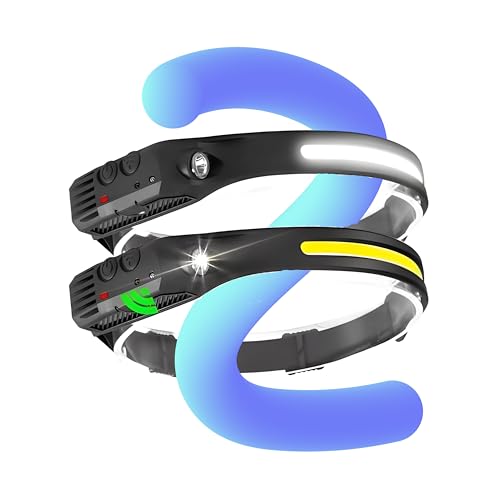 Lanterna de Cabeça Recarregável USB Led Fita Potente Forte com COB e Sensor Resistente à Água para P