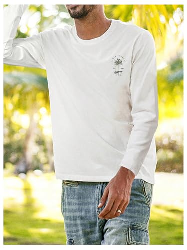 SweatyRocks Men's Letter Print Graphic Long Sleeve T Shirt Crew Neck Casual Tee Tops2