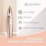 Eyebrow & Facial Trimmer: 2 in1 Rechargeable Facial Hair Removal & Eyebrow Shaver - Body Razor with Built-in LED Light (Rose Gold) - Image 2