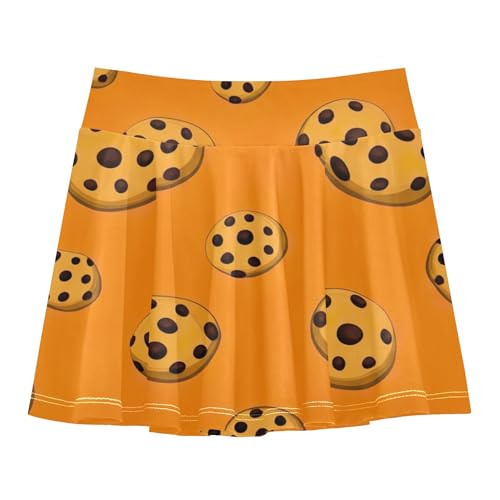 Joisal Girls' Shorts Athletic Skorts Tennis Skirts for Kids Breathable Girl Skort Chocolate Cookies Orange 3t
