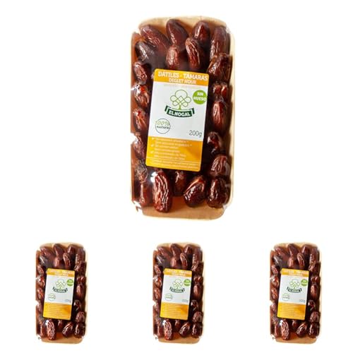 EL NOGAL Frutas Deshidratadas Dátiles Sin Hueso Bandeja, 200 G (Paquete de 4)