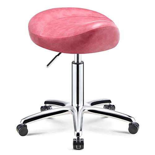 Sillas, Taburete de Cuero PU Altura Puede Acondicionar Taburete de Pelo Bar Salón Oficina Taburete Giratorio Doméstico 360 ° Giratorio/Rosa/39 * 36Cm