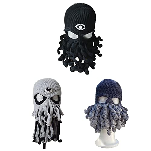 Masque de pieuvre en tricot doux pour bonnet de fête unique