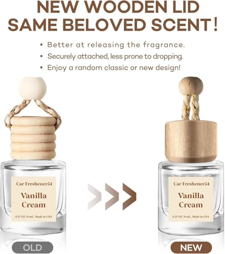 Image of C Classy Hanging Car Air Freshener 2 Pack, Vanilla Cream Essential Oil Diffuser, Long-Lasting Fragrance, Cute Glass Bottle Car Accessories for Women & Men, Made in USA