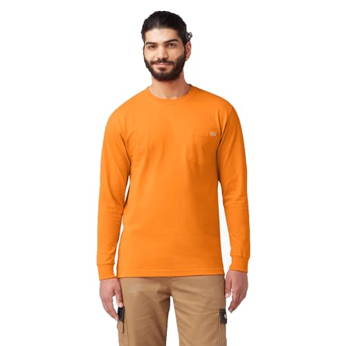 Dickies Men's Long Sleeve Heavyweight Crew Neck, Orange, X-Large