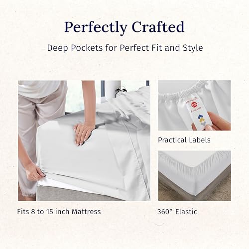 California Design Den Hotel Quality Twin Size Sheets Set - Luxury 600 Thread Count Sateen, Natural 100% Cotton, Fully Elasticized Deep Pocket Twin Sheets Set Cotton, Cool and Durable - Light Silver
