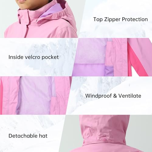 Image of YINGJIELIDE Boys Girls Waterproof Rain Jackets Kids Easy to Fold Windbreaker Lightweight Outdoor Hooded Raincoat