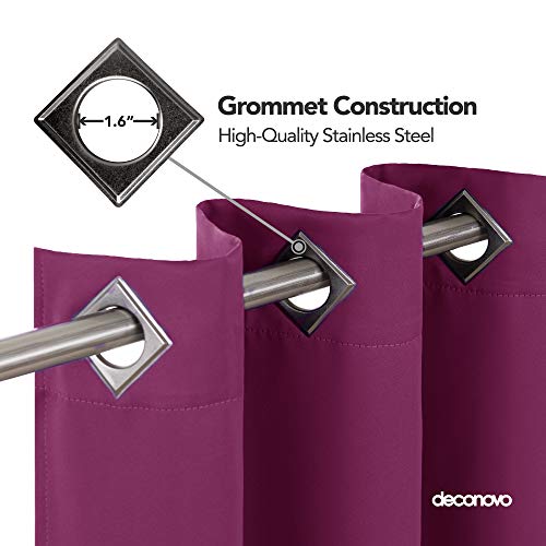 Image of Deconovo Solid Drapes Grommet Top Blackout Thermal Insulated Darkening Curtains for Girls Room, 52x95 Inch, Fuchsia (Solid Blackout Drapes)