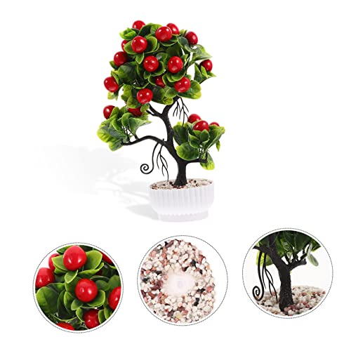 Yarnow Artificial Fruit Tree Green Office Decor Desk Trinkets Strawberries Plants Mini Potted Fruit Tree Mini Faux Fruit Tree Bonsai Potted Lemon Tree Faux Fruit Tree Decor Faux Bonsai #TOP3