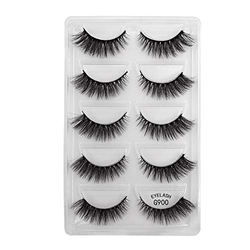 Preisvergleich Produktbild Lucoss 5pairs Natural False Black Eyelashes Natürliche schlanke Curling Fake Wimpern