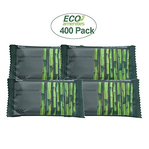 Eco Amenities Travel Size Charcoal Bar Soap - 400 Pack, 0.5 Oz Mini Charcoal Soap Bars, Bath Hotel Bar Soap, Exfoliating Bar Soap, Travel Size Toiletries For Bnbs, Vrbo, Inns And Hotels #TOP4