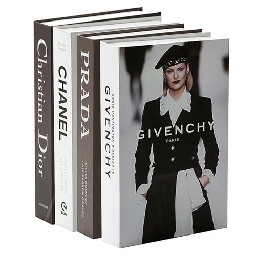 Decorative Books for Home Decor,Set of 4 Stylish Fake Books of Room Aesthetic,for Coffee Table Decor,Living Room, Table, Shelf Decor,Modern Hardcover Stacked Display (Black-white)