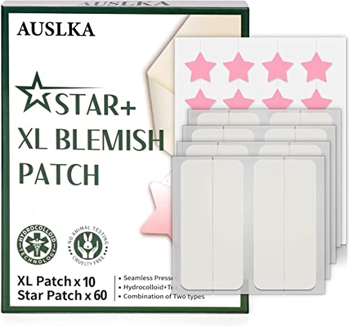 AUSLKA Star & XL Pickel Patches, Hydrokolloid Patch Spot Dots, Hautunreinheiten Patch, Pickel Aufkleber, Für Gesicht Akne Absorbierend Cover Patch Cover