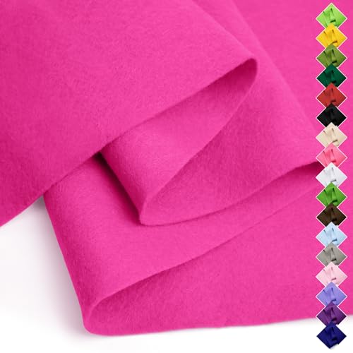 Image of Soft Felt Fabric Sheet 18 inch x 36 inch, 1.6mm Acrylic Craft Felt, Fuchsia