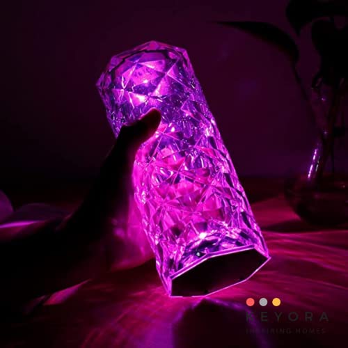 Image of KEYORA Crystal Lamp Touch Sensor Rose Diamond Rgb Light Table Lamp for Decoration of Room,Photography,Gift,Bedroom,Romantic(with Remote and USB Cable Rechargeable Light)