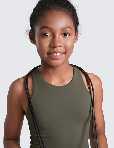 Image of CRZ YOGA Girls Butterluxe Double Lined Crop Tank | Dance, Extremely Soft, Tight Fit, High Neck, Athletic, Sleeveless Tops for Teen