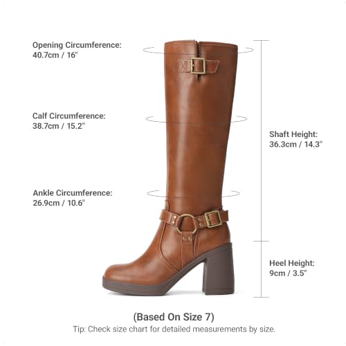 DREAM PAIRS Women's Platform Chunky Knee High Boots,Light Brown,11 - image 4