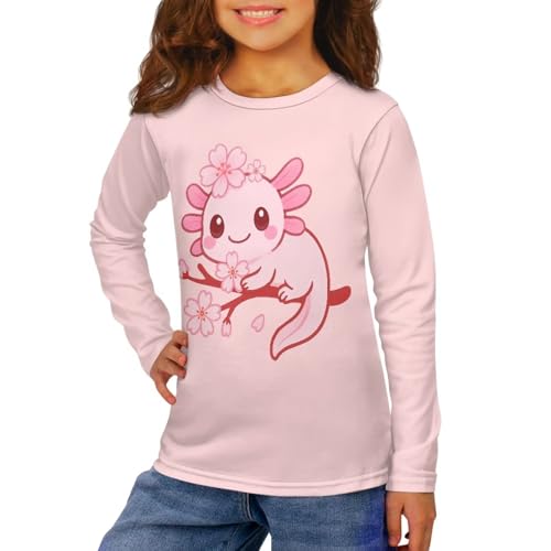 Long Sleeve Shirts for Toddler Girls 3-16Y Crewneck T-Shirt for Kids Thin All-Season Tops Clothes3