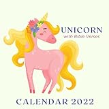 Unicorn Calendar 2022: With Bible Verses September 2021 - December 2022 Monthly Planner Mini...