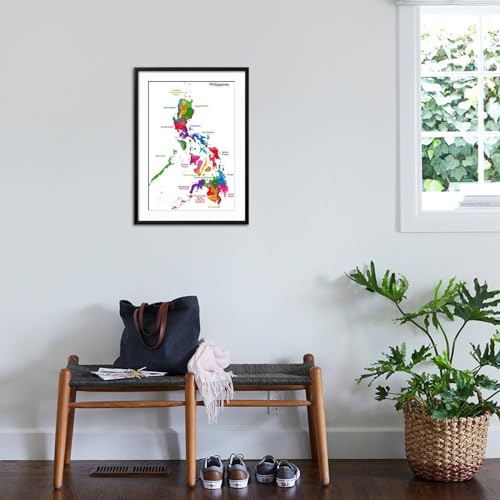 Art.com Wall Art Print Map of Republic of the Philippines with Eighty Provinces on Black Frame by Volina, 21" x 29" by ART.COM - Used condition - US$134.82